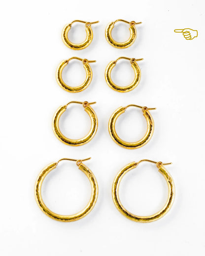 Elizabeth Locke Baby Hammered Huggie Gold Hoops