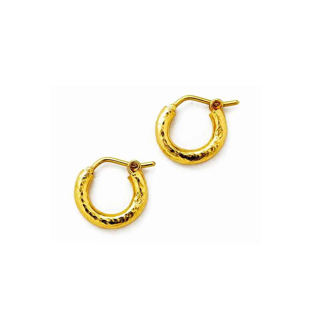 Elizabeth Locke Baby Hammered Huggie Gold Hoops