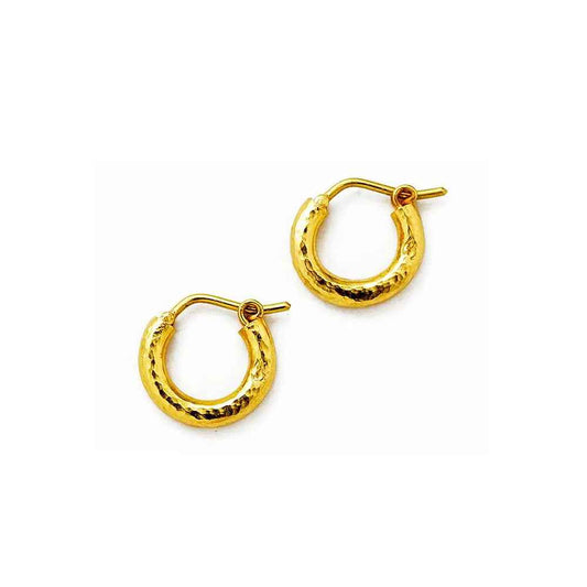 Elizabeth Locke Baby Hammered Huggie Gold Hoops