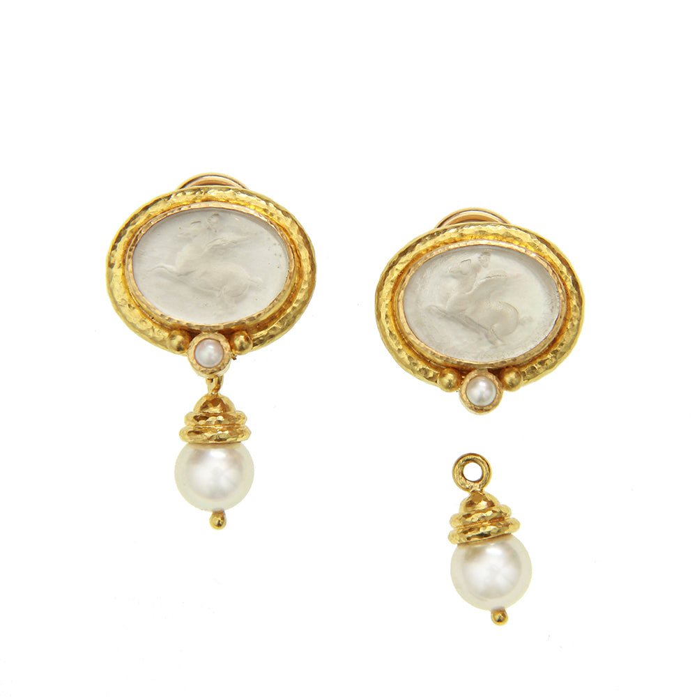 Elizabeth Locke Crystal Pegasus Pearl Earrings | King Jewelers
