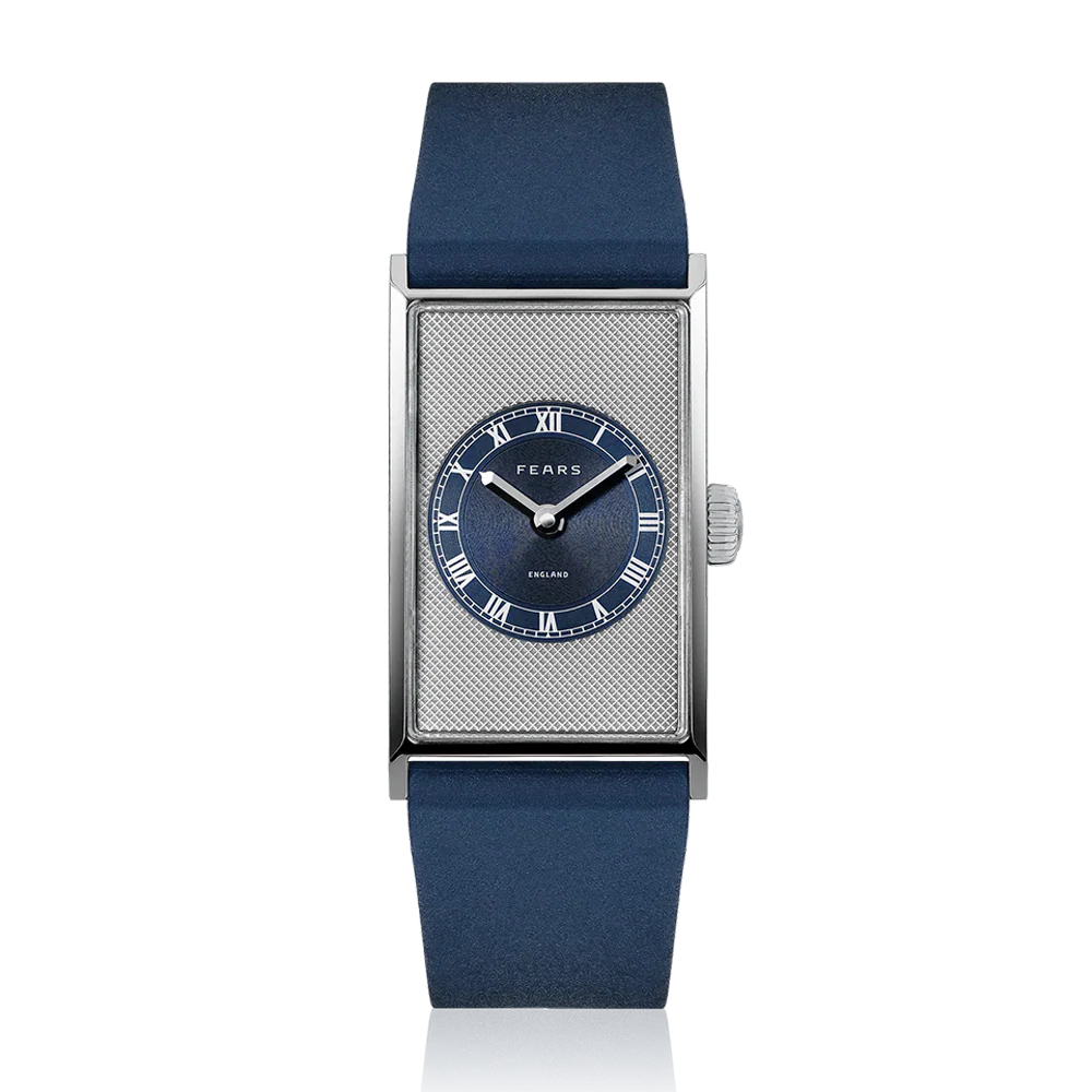 Fears Arnos Pewter Blue Dial Barenia Leather Strap Watch