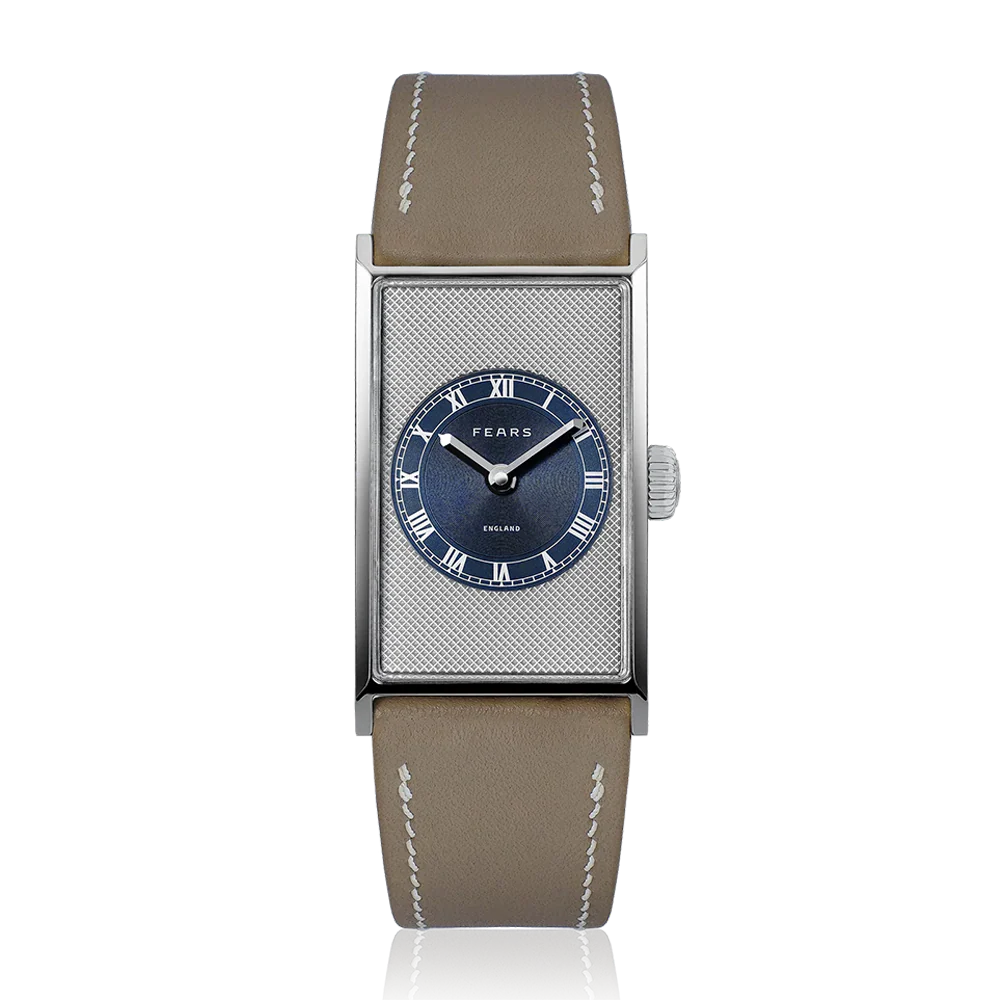 Fears Arnos Pewter Blue Dial Barenia Leather Strap Watch