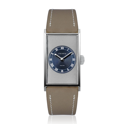 Fears Arnos Pewter Blue Dial Barenia Leather Strap Watch