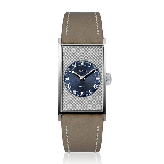 Fears Arnos Pewter Blue Dial Barenia Leather Strap Watch