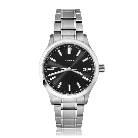 Fears Redcliff 39.5 Date Raven Black Dial Stainless Steel Bracelet Watch