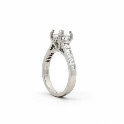 KJ5 Platinum Round Diamond Channel Set Engagement Ring Mounting