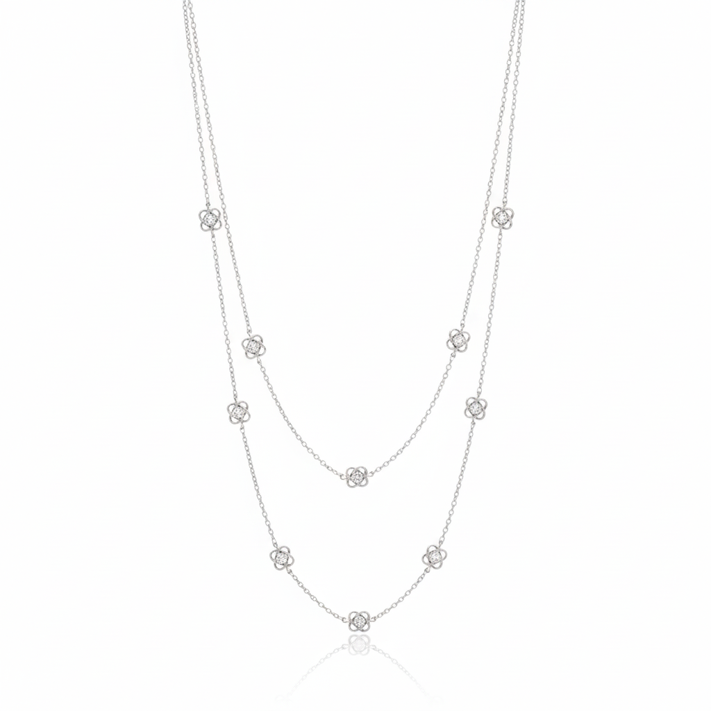 A. Link 3 Carat Diamond Necklace in 18K White Gold
