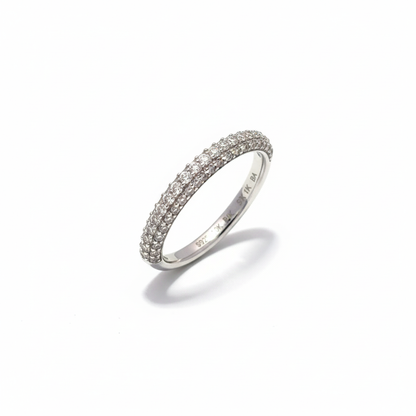King Jewelers Diamond and White Enamel Ring 18K White Gold