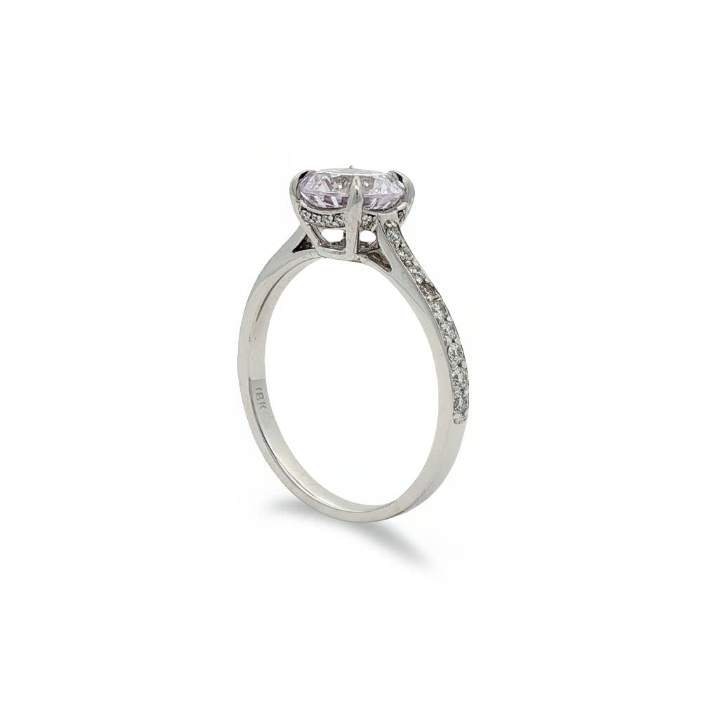 KJ5 18K White Gold Pavé Round Diamond Engagement Ring Mounting