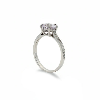 KJ5 18K White Gold Pavé Round Diamond Engagement Ring Mounting