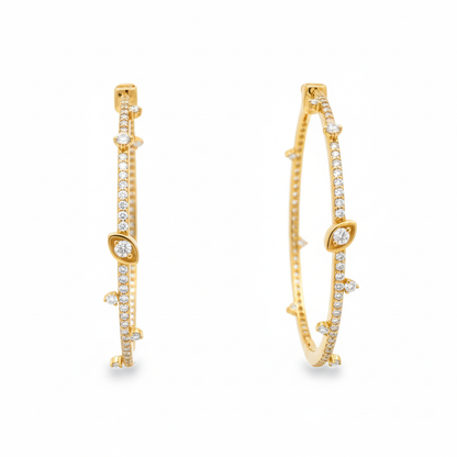 King Jewelers 14K Yellow Gold Hoop Earrings With 2.46 CTW Diamonds