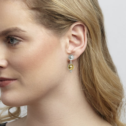 Gurhan Amulet Sterling Silver and Yellow Gold Small Double Drop Earrings