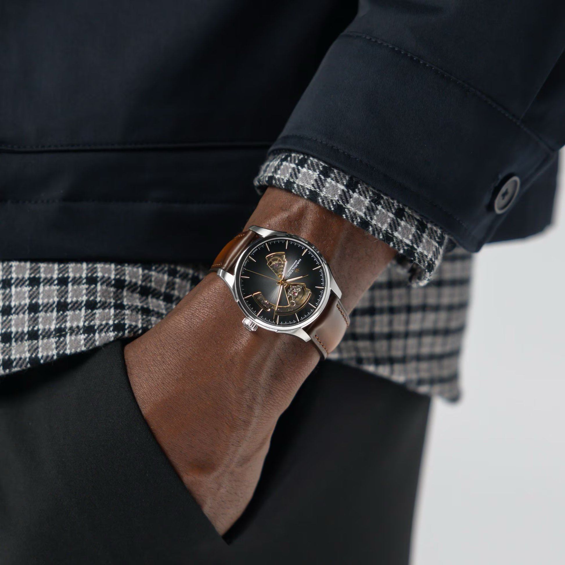 Hamilton Jazzmaster Open Heart Auto 40mm Grey Dial Leather Watch