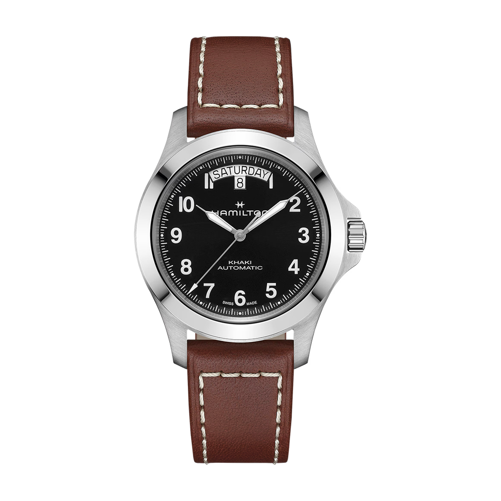 Hamilton Khaki Field King Day-Date Auto 40mm Black Dial Leather Strap Watch