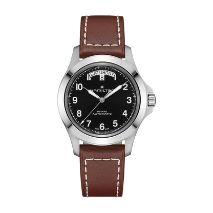Hamilton Khaki Field King Day-Date Auto 40mm Black Dial Leather Strap Watch