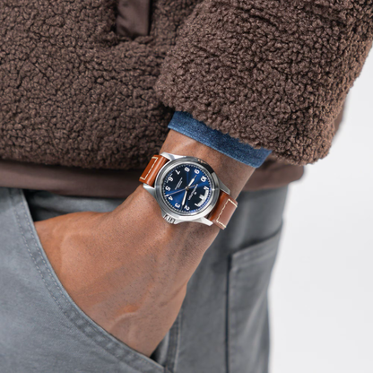 Hamilton Khaki Field King Day-Date Auto 40mm Blue Dial Leather Strap Watch