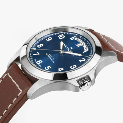 Hamilton Khaki Field King Day-Date Auto 40mm Blue Dial Leather Strap Watch