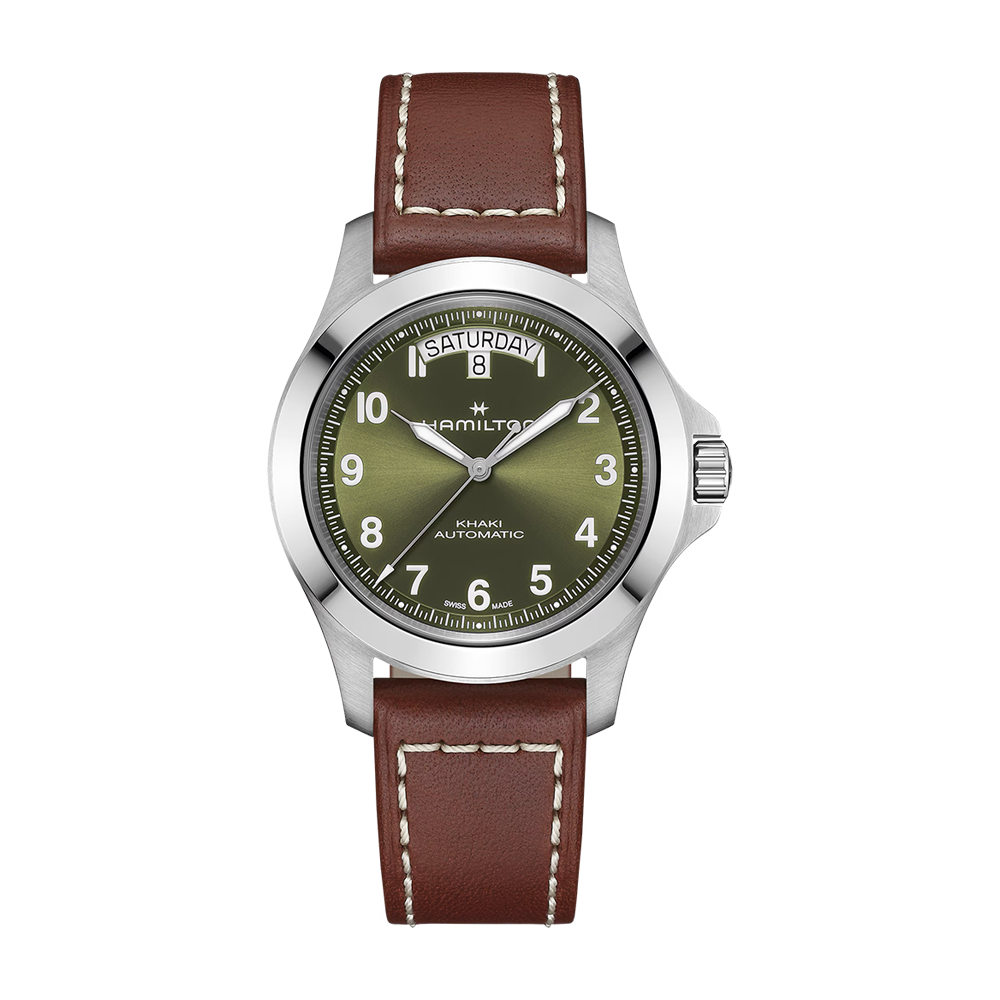 Hamilton Khaki Field King Day-Date Auto 40mm Green Dial Leather Strap Watch