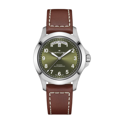 Hamilton Khaki Field King Day-Date Auto 40mm Green Dial Leather Strap Watch