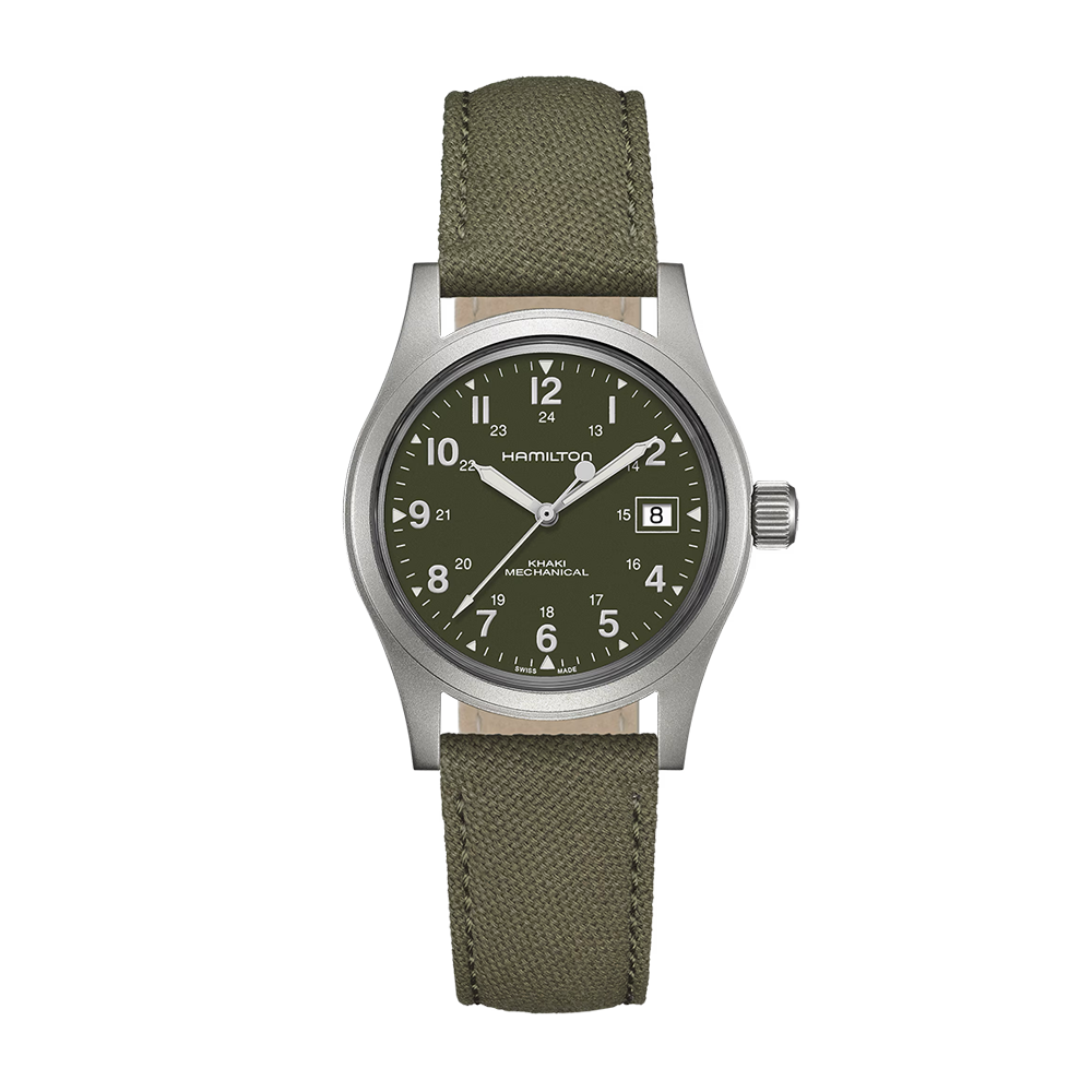 Hamilton Khaki Field Mechanical 38mm Green Dial Canvas Strap Watch