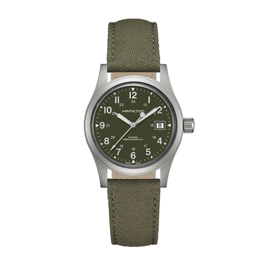 Hamilton Khaki Field Mechanical 38mm Green Dial Canvas Strap Watch