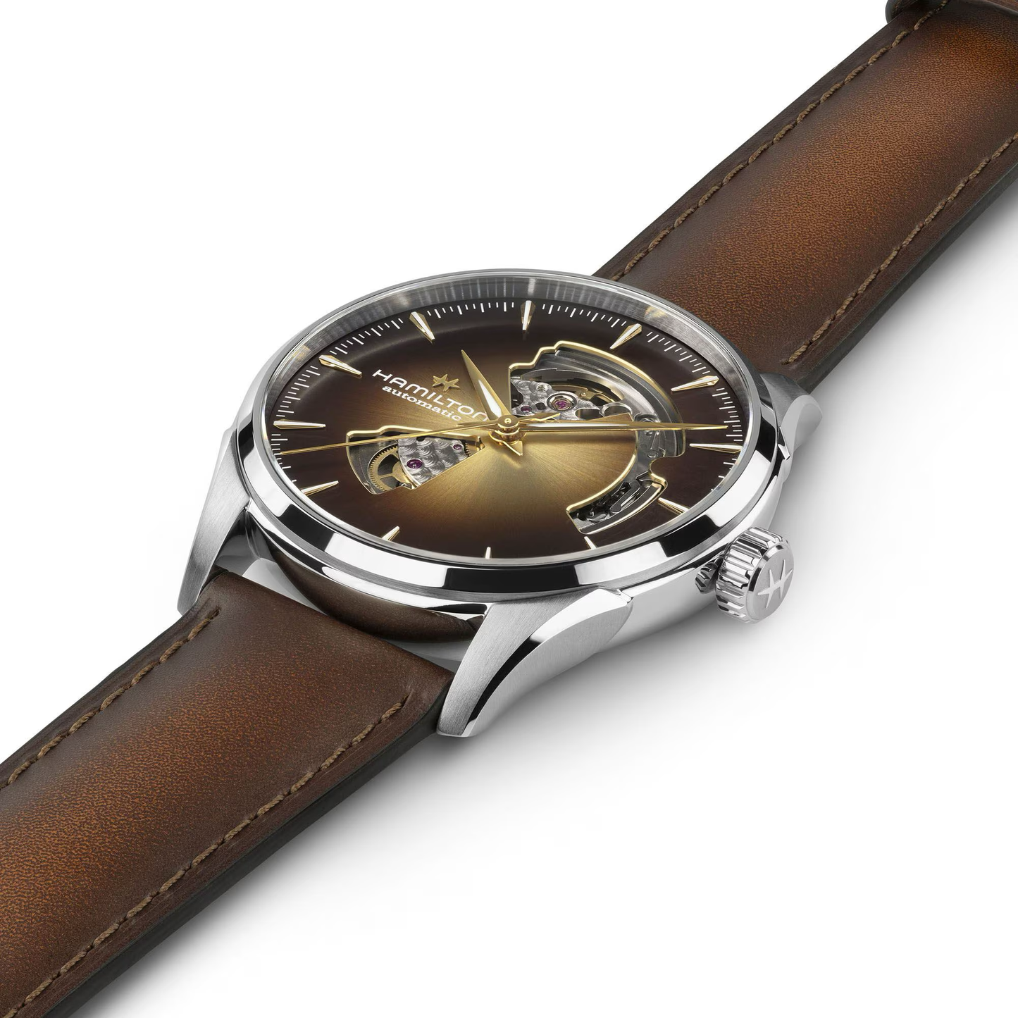 Hamilton Jazzmaster Open Heart Auto 42mm Brown Dial Leather Strap Watch