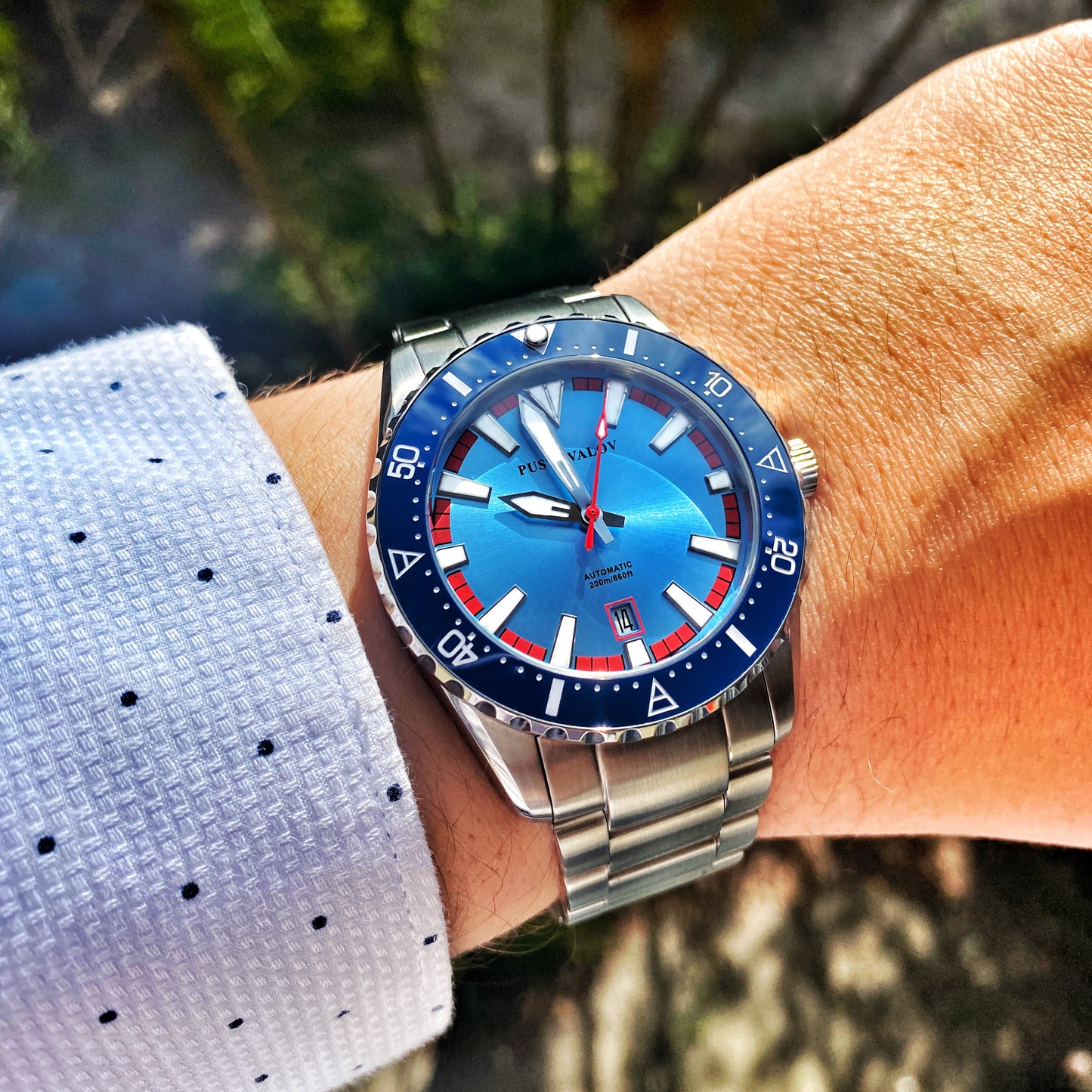 Pustovalov Just Dive 42mm Light Blue Watch