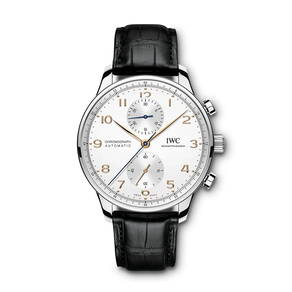 IWC Portugieser Chronograph 41 Silver Dial Leather Strap