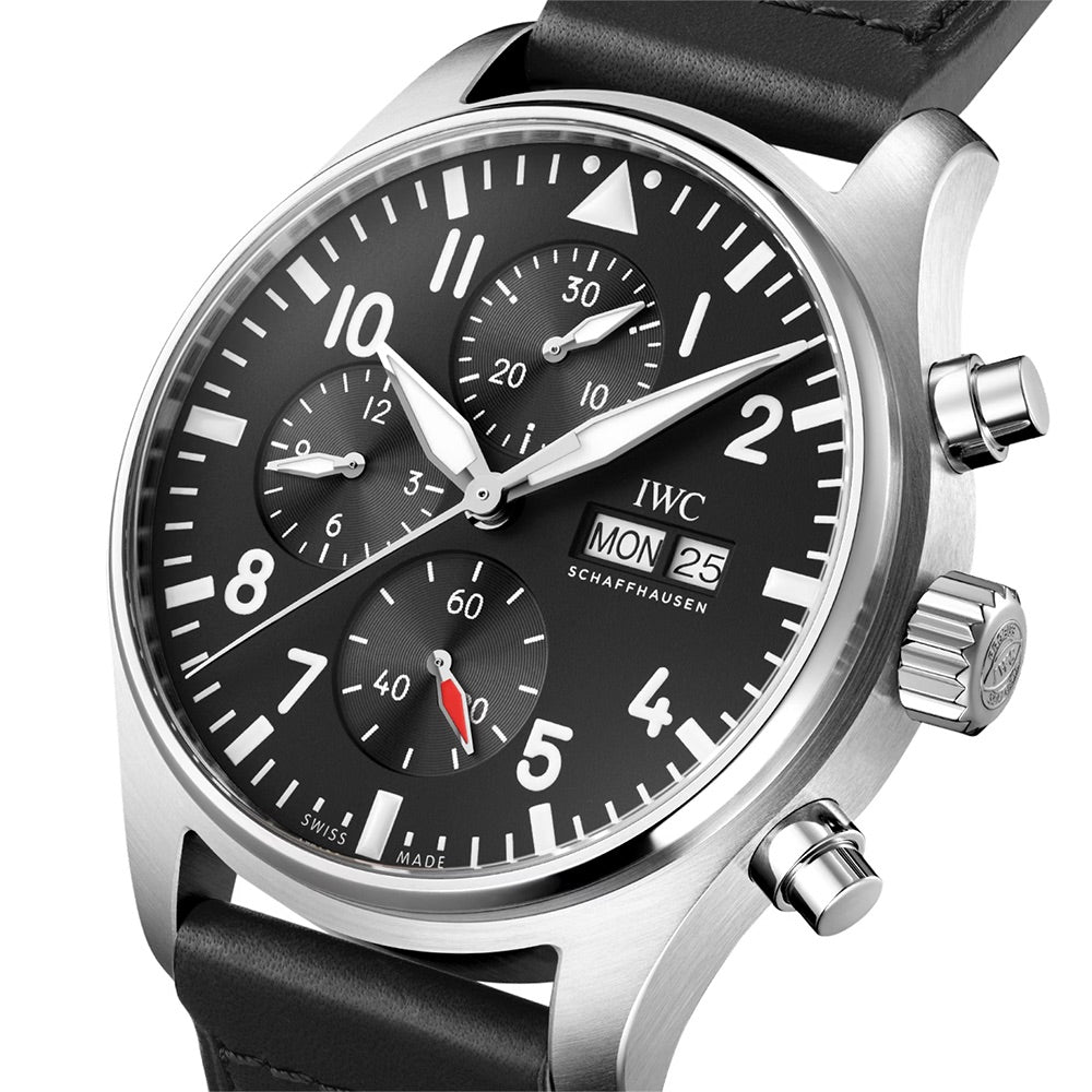 IWC Pilots Watch Chrono 43 Leather Black Dial | King Jewelers