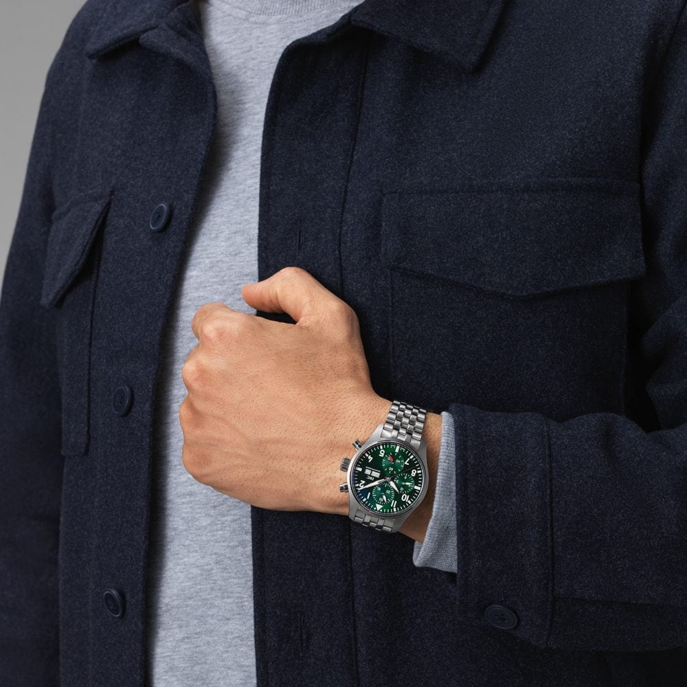 IWC Pilot's Chronograph 41 Steel Green Dial | King Jewelers