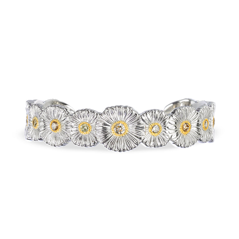 Buccellati Blossoms Daisy Cuff Bracelet in Silver and Vermeil with Fancy Diamonds