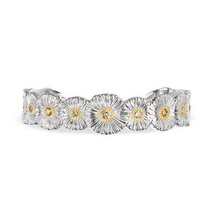 Buccellati Blossoms Daisy Cuff Bracelet in Silver and Vermeil with Fancy Diamonds