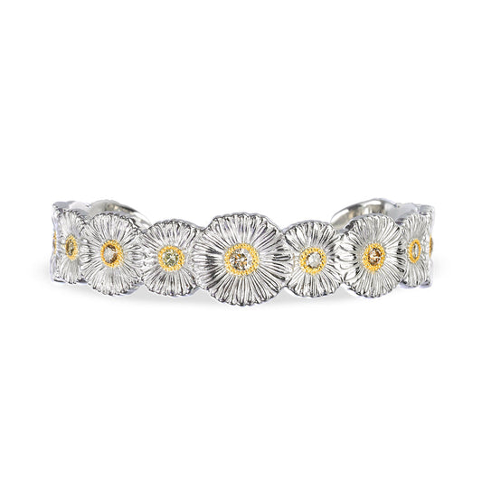 Buccellati Blossoms Daisy Cuff Bracelet in Silver and Vermeil with Fancy Diamonds