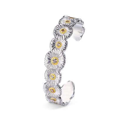 Buccellati Blossoms Daisy Cuff Bracelet in Silver and Vermeil with Fancy Diamonds