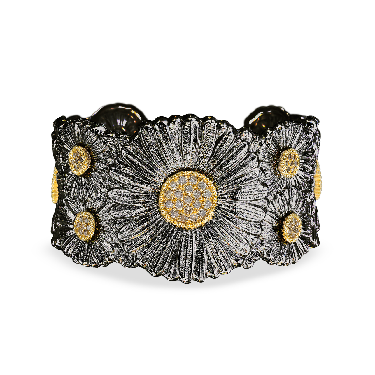 Buccellati Blossoms Diamonds Bracelet in Silver with Fancy Diamonds