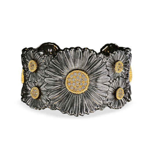 Buccellati Blossoms Diamonds Bracelet in Silver with Fancy Diamonds