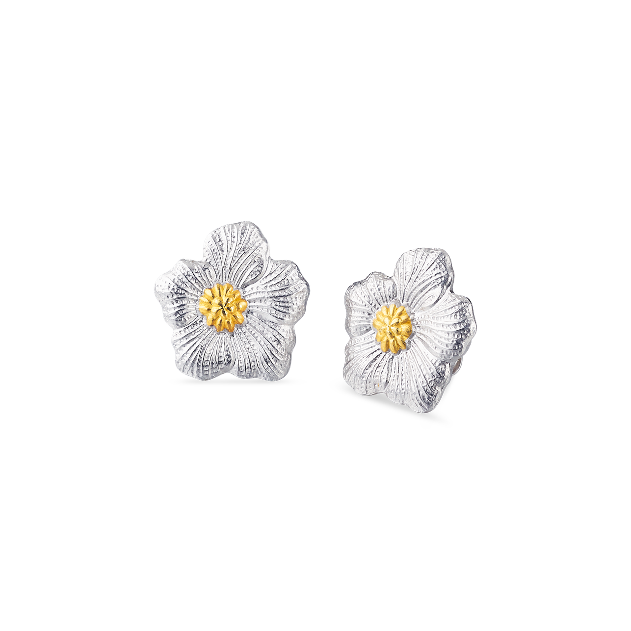 Buccellati Blossoms Gardenia Small Button Earrings in Silver and Vermeil