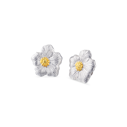 Buccellati Blossoms Gardenia Small Button Earrings in Silver and Vermeil