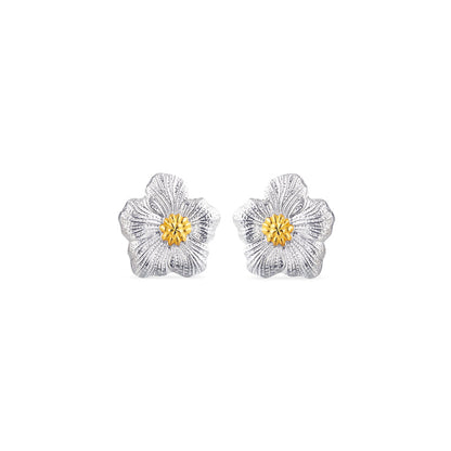 Buccellati Blossoms Gardenia Small Button Earrings in Silver and Vermeil