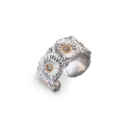 Buccellati Blossoms Silver and Vermeil Eternelle Ring with Diamonds
