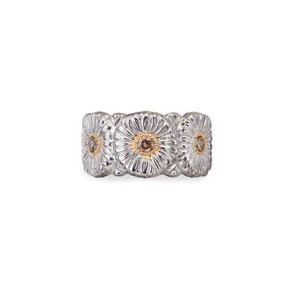 Buccellati Blossoms Silver and Vermeil Eternelle Ring with Diamonds