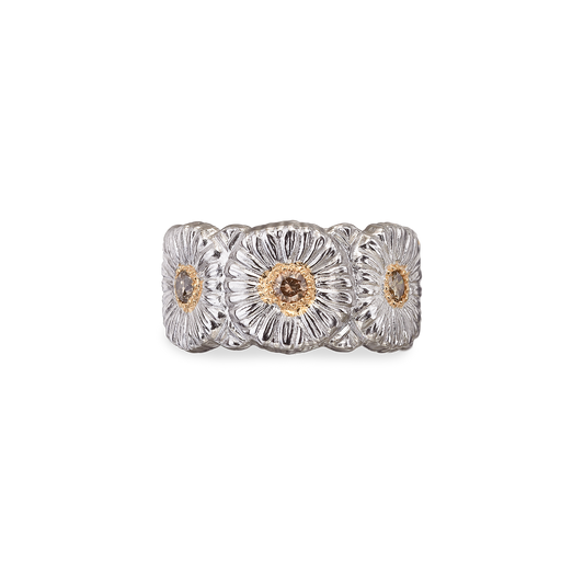 Buccellati Blossoms Silver and Vermeil Eternelle Ring with Diamonds