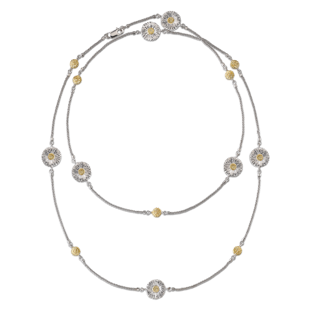 Buccellati Blossoms Silver and Vermeil Necklace with 7 Elements
