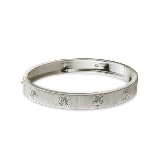 Buccellati Macri Classica 8.5mm Bangle Bracelet 18K White Gold with Diamonds