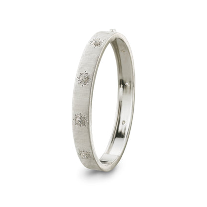 Buccellati Macri Classica 8.5mm Bangle Bracelet 18K White Gold with Diamonds