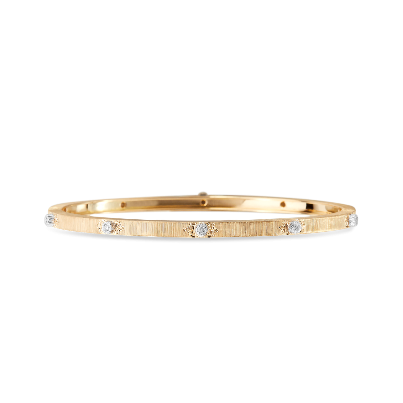 Buccellati Macri Classica 3mm Bangle Bracelet 18K Yellow Gold with Diamonds