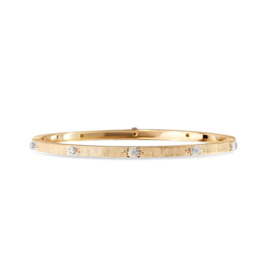 Buccellati Macri Classica 3mm Bangle Bracelet 18K Yellow Gold with Diamonds