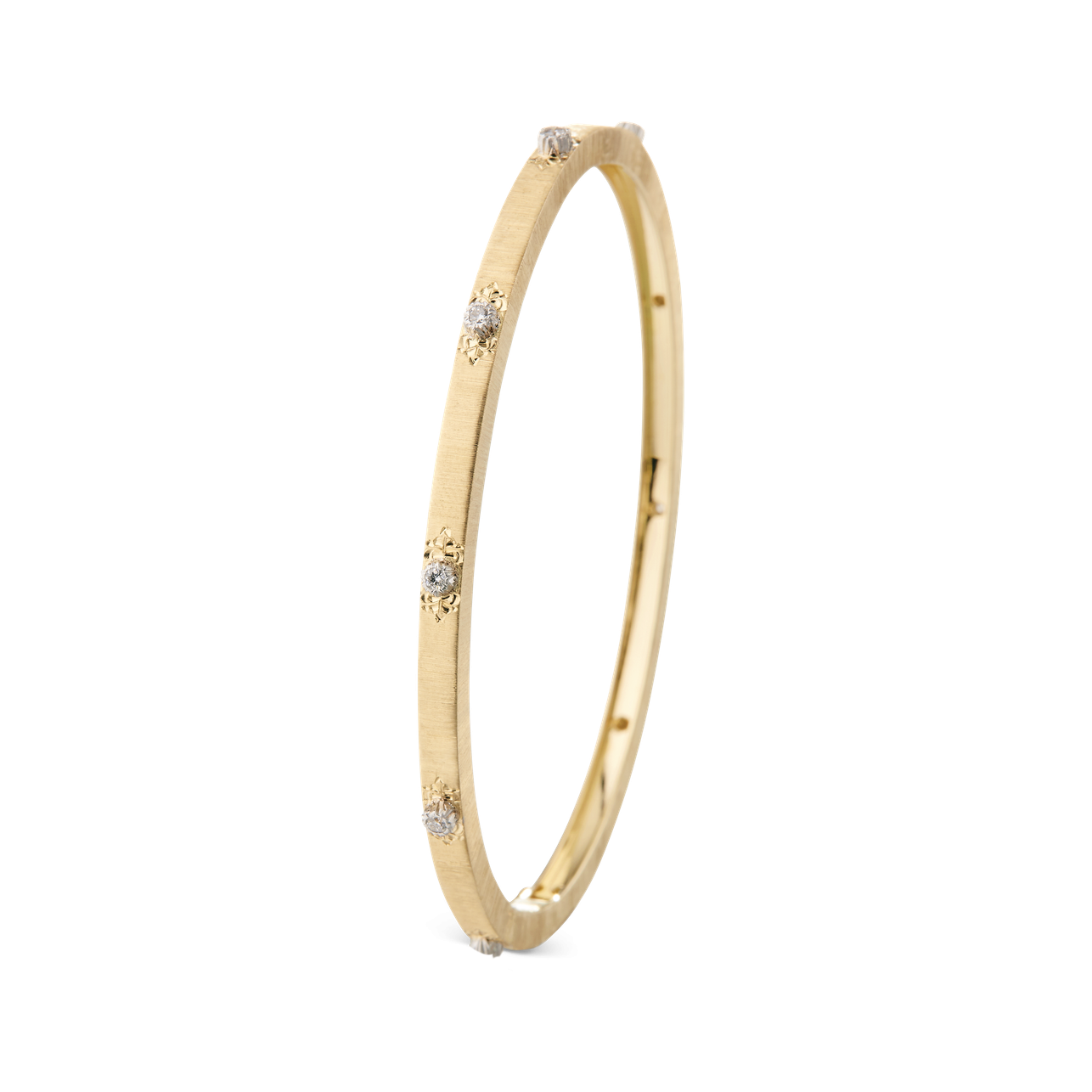 Buccellati Macri Classica 3mm Bangle Bracelet 18K Yellow Gold with Diamonds