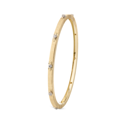 Buccellati Macri Classica 3mm Bangle Bracelet 18K Yellow Gold with Diamonds