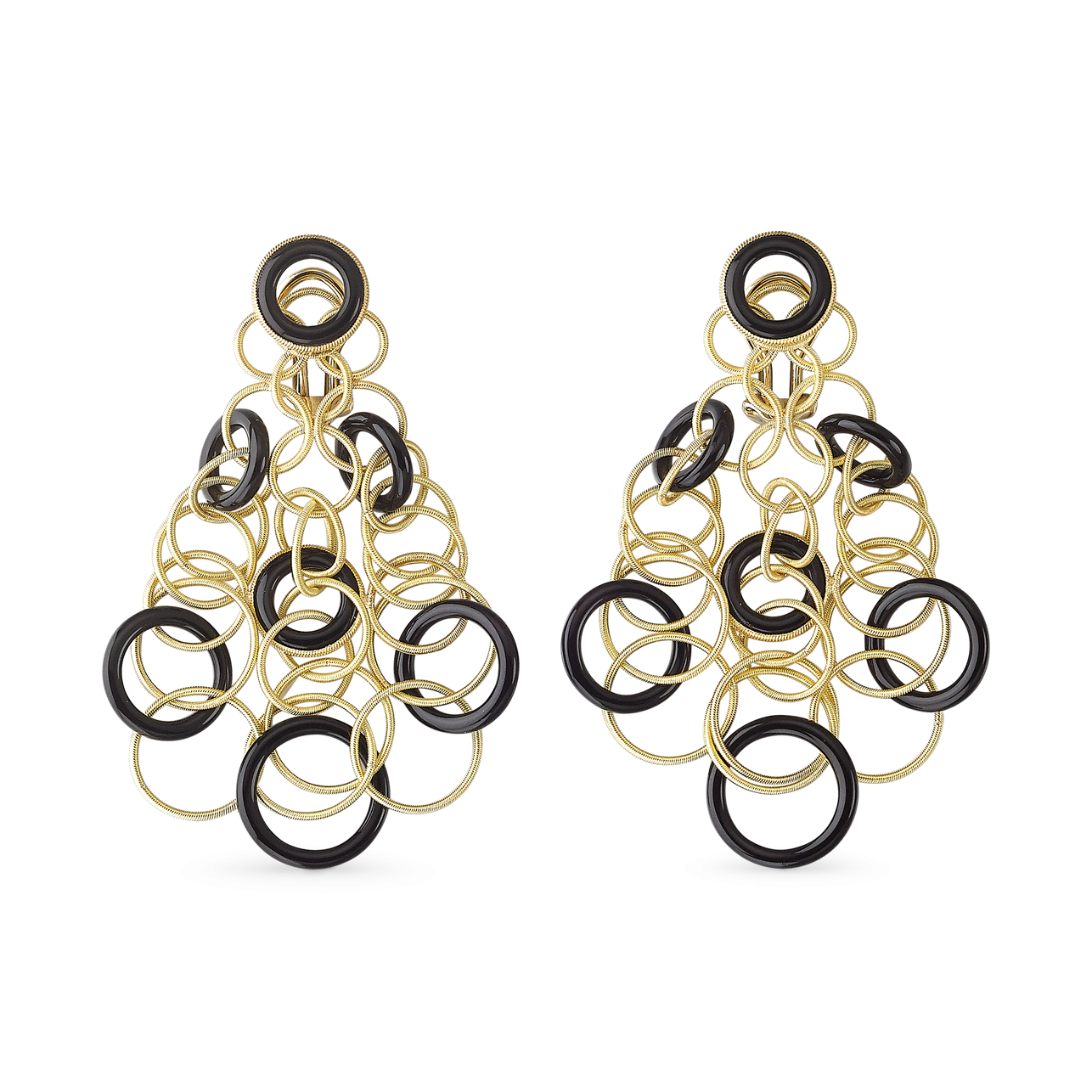 Buccellati Hawaii Color Earrings with Onyx in 18K Yellow Gold
